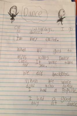 My daughter has been taking dance from Miss Kim the past four years and from her note you can definitely tell she loves it.