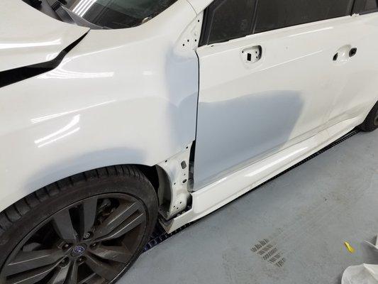 2014 Subaru WRX Body Repairs prepped for Paint