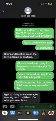 Texts from the owner