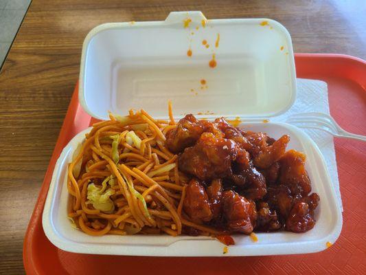 Chow mein and orange chicken