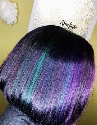 Oil slick hair