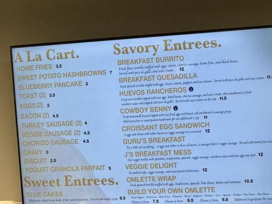 Menu - Try the Breakfast Burrito!!!