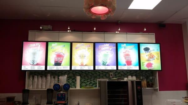 Boba tea menu