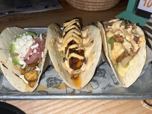 Shrooms, Dynamite Fish and Rus & Gus tacos