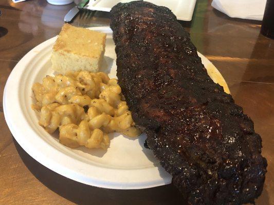 Delicious ribs, Mac n cheese and cornbread!