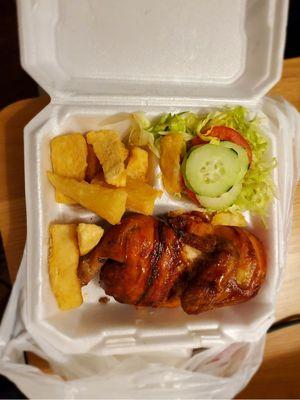 Half chicken with Yucca fries