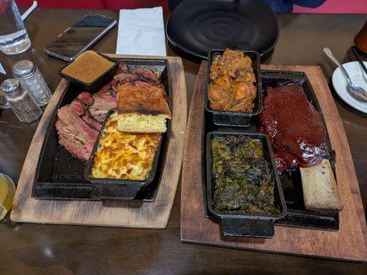 brisket with 2 sides and beef rib with 2 sides