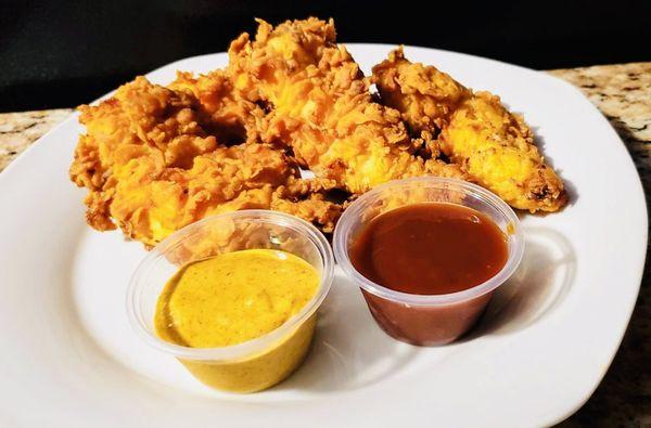 Buttermilk chicken tenders infused in hot sauce