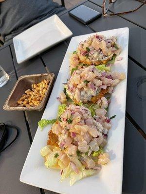 Tostones with crab salad