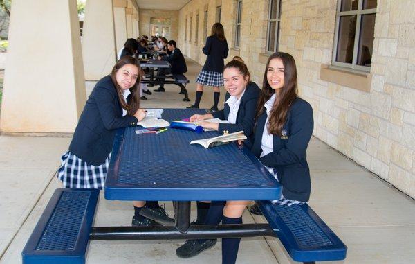 An English Lesson in the outdoor corridor.