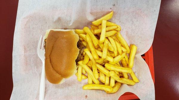 Burger and fries.