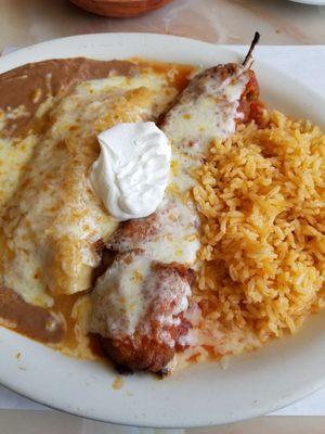 Chicken enchilada, Chile relleno lunch special