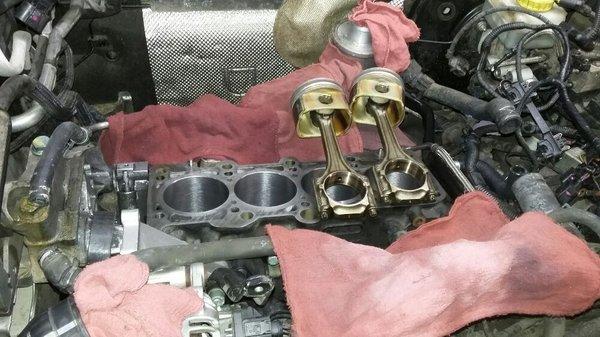 Audi tt piston rings and bearings being replaced.