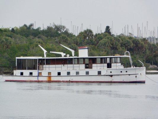 Beautiful old yacht I spotted today.  I hope she is brought back to her old glory.  Name = Mimosa