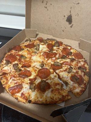 Pan style Pepperoni and Italian Sausage