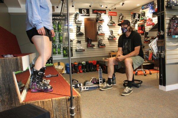 Mike helping a customer find the perfect ski boots!