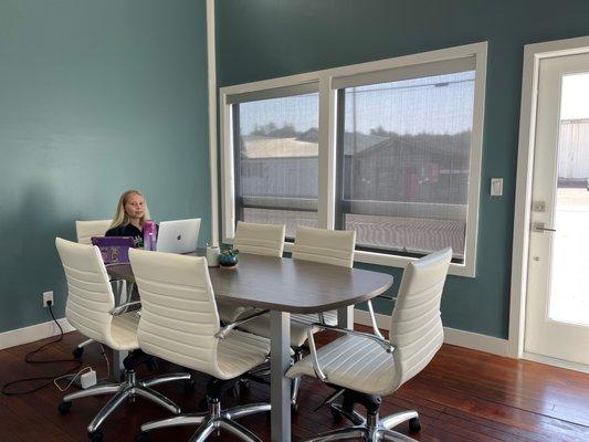 My daughter testing the new conference room