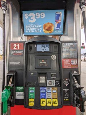 Pump 21 of 24. Diesel and unleaded gas prices as of December 8, 2022.