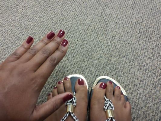 A gentleman did my nails and toes. Good job.