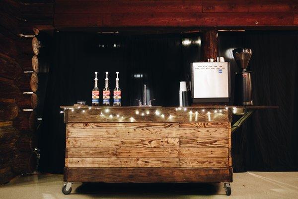 Lucid coffee cart set up at a wedding event in Portland Oregon.