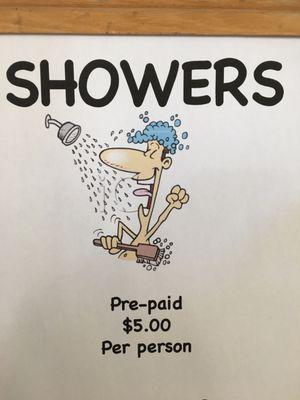 They have Showers for $5.