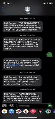 Messages from cvs stating it's covered