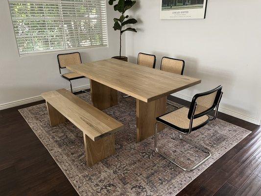 6' Poplar wood table and bench