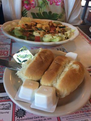 Salad and dinner rolls