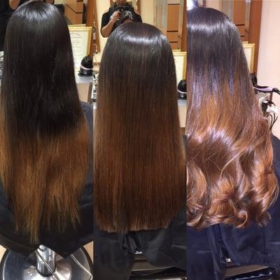 Balayage before and after by Shay