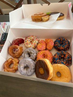 Assorted dozen donuts - yum!