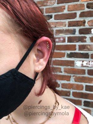 Nothing's more beautiful than a double helix with a delicate snake accented with a simplistic desta. We love curating ears!!