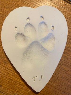 Thank you, Dr. Craig, for TJ's paw print!