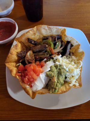 Fajita salad...where's the lettuce? Small and overpriced for the entrée.