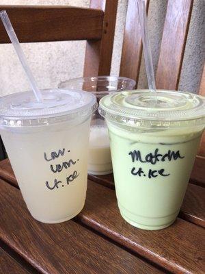 Lavender lemonade & matcha latte