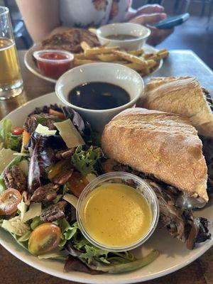 French dip with house salad