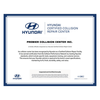 PCC, YOUR HYUNDAI CERTIFIED COLLISION CENTER.