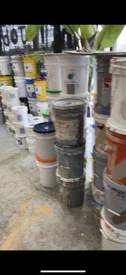 More of the selection. Buckets are recycled, paint is not wet on the outside.