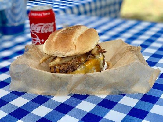 Original Bad Ass Burger- $7.50 ($8.50 w/Cheese) Just awesome! Our very own Signature burger with a half-pound of Premium Angus  beef patty m