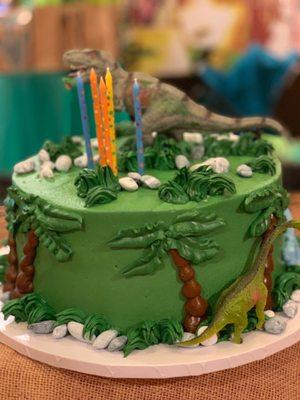 Custom dinosaur cake- $170, 35 servings (messed up during transport) I advise you get DaisyCakes to deliver!