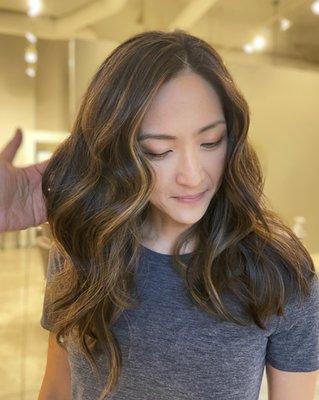 Balayage and haircut hair transformation by Ashley Jade | Text 626*563*7798 or book online at ashleyjadeartistry.com