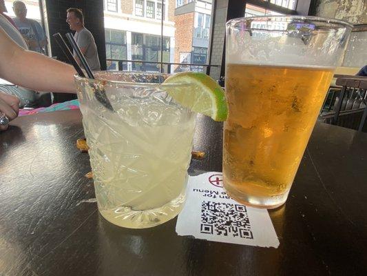 Seasonal (spicy) margarita and a Kona draft beer