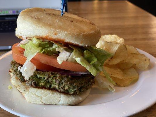 Veggie burger on gluten free bun