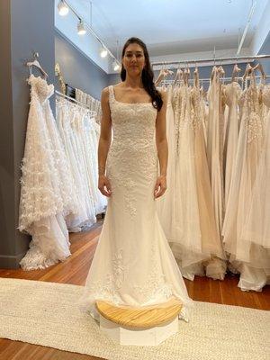 Crepe lace wedding dress option.