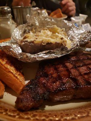 Rib eye steak, bake potato