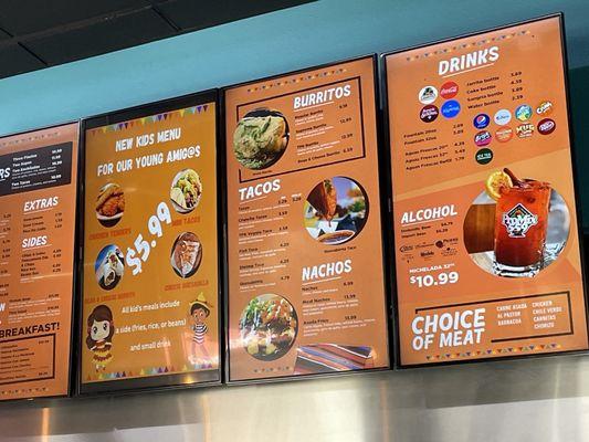 Menu as of August 1, 2023