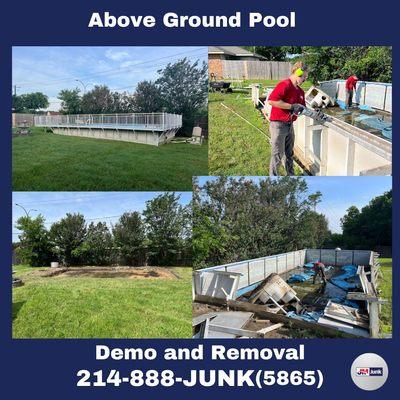 If you need an above ground pool demo and removed with professionalism, saving yourself and property damage, go to www.jmjunkremovers.com