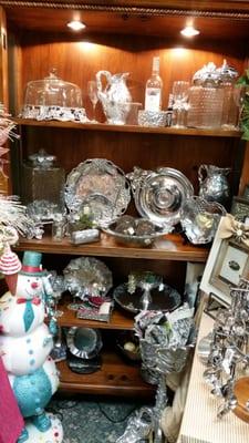 Gorgeous silver trays , pitcher , bowls etc....