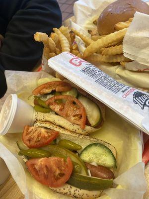 Hot dog combo, fries, & chicken sandwich!