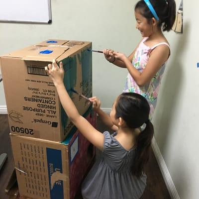 Working on their art project : make vending machine!