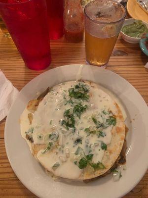 Mexican beer and pineapple quesadilla